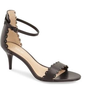 Coach Monica Size 9B Elegant Black Ankle Strap Heels W/Studded Details